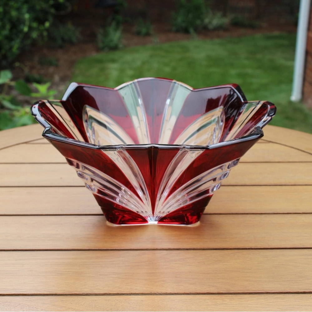 5th Avenue Ruby Red Crystal bowl10” wide, 5” tall